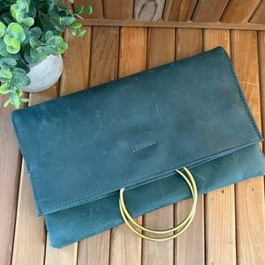 Parker Clay Handmade Ethiopian Leather Clutch • Gold Accent Handles